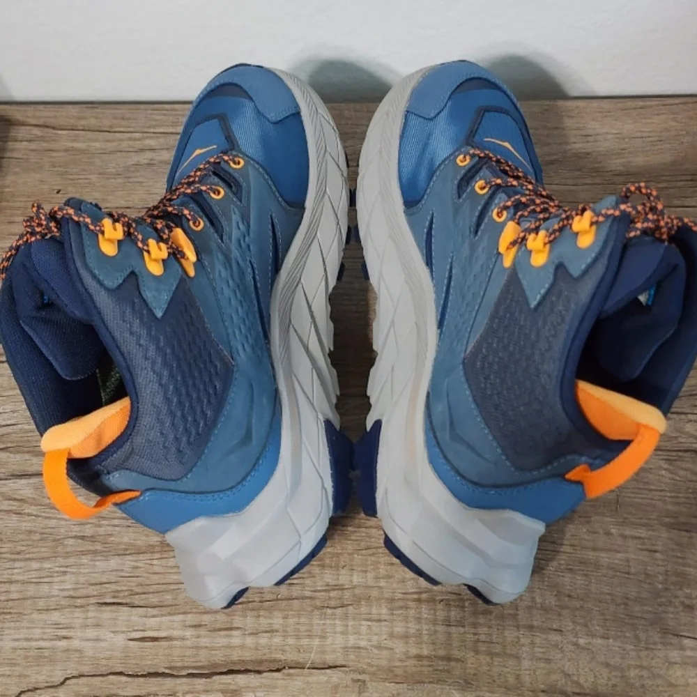Hoka One One Blue with Orange Accent Trail Boots